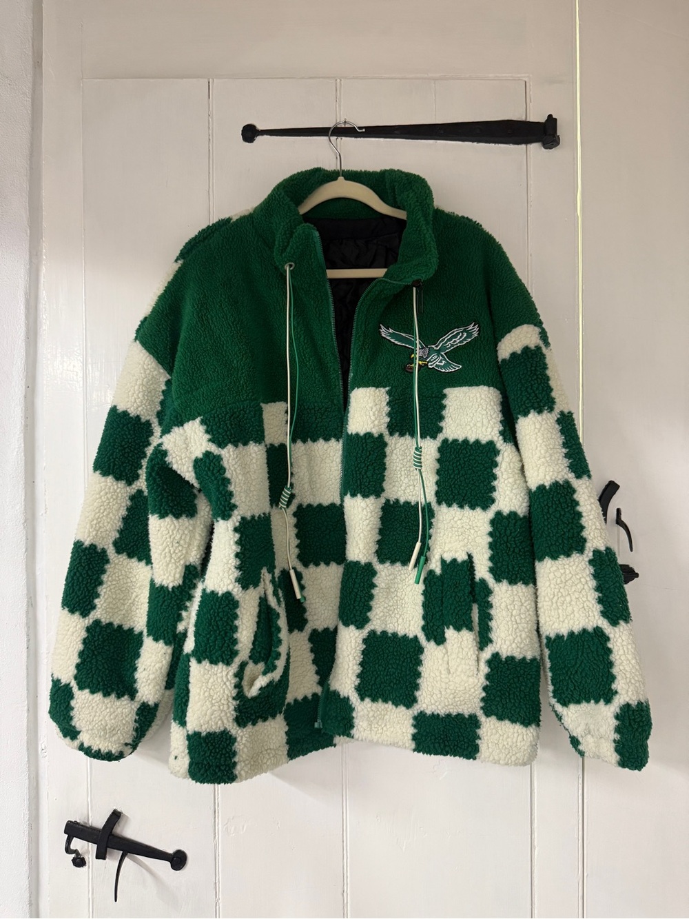 Philadelphia Eagles Green & White Checkerboard Sherpa Zip Hoodie